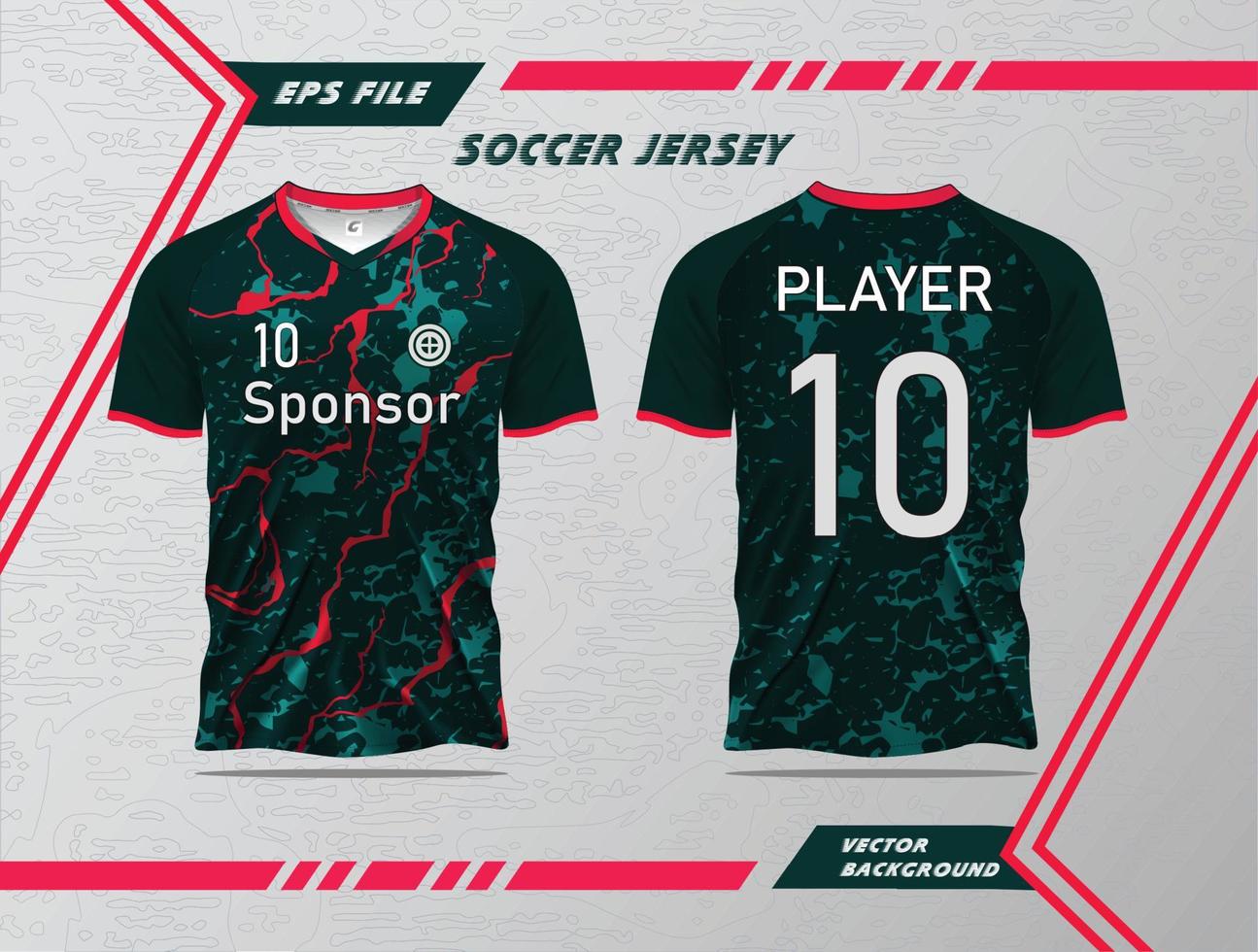 Modern Soccer jersey football sport t shirt design suitable for racing, soccer, gaming and e sports vector Free Vector and double side mockup design