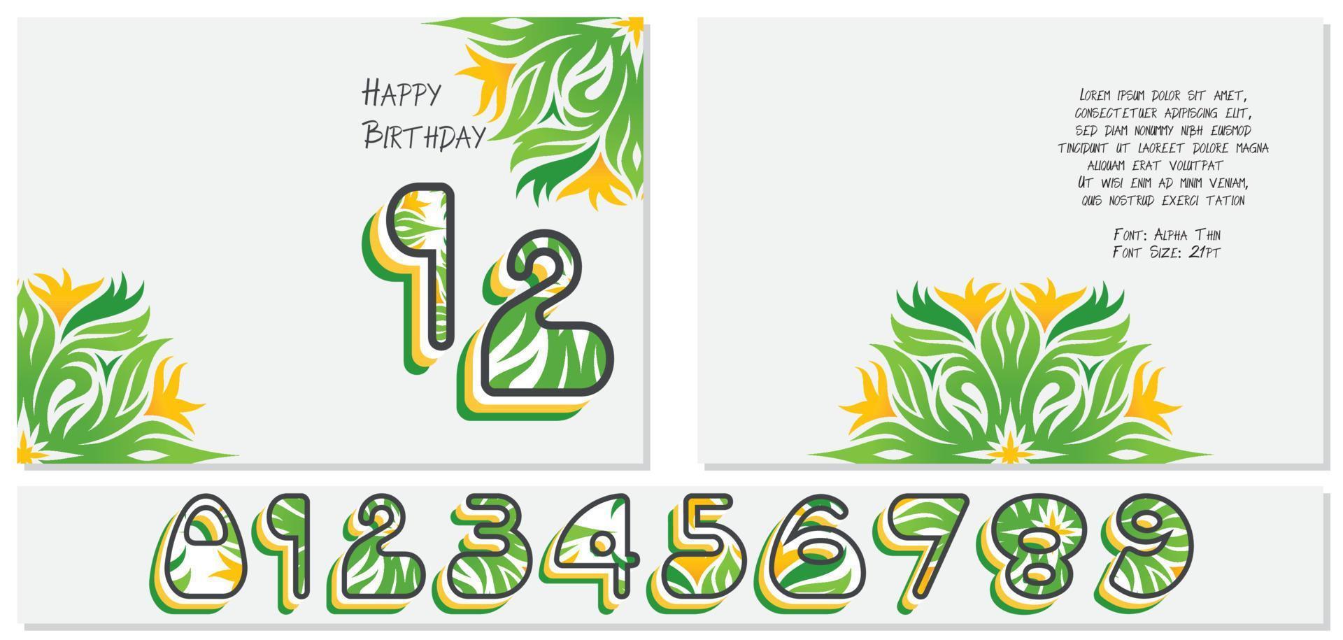 Birthday card. Floral vector illustration.