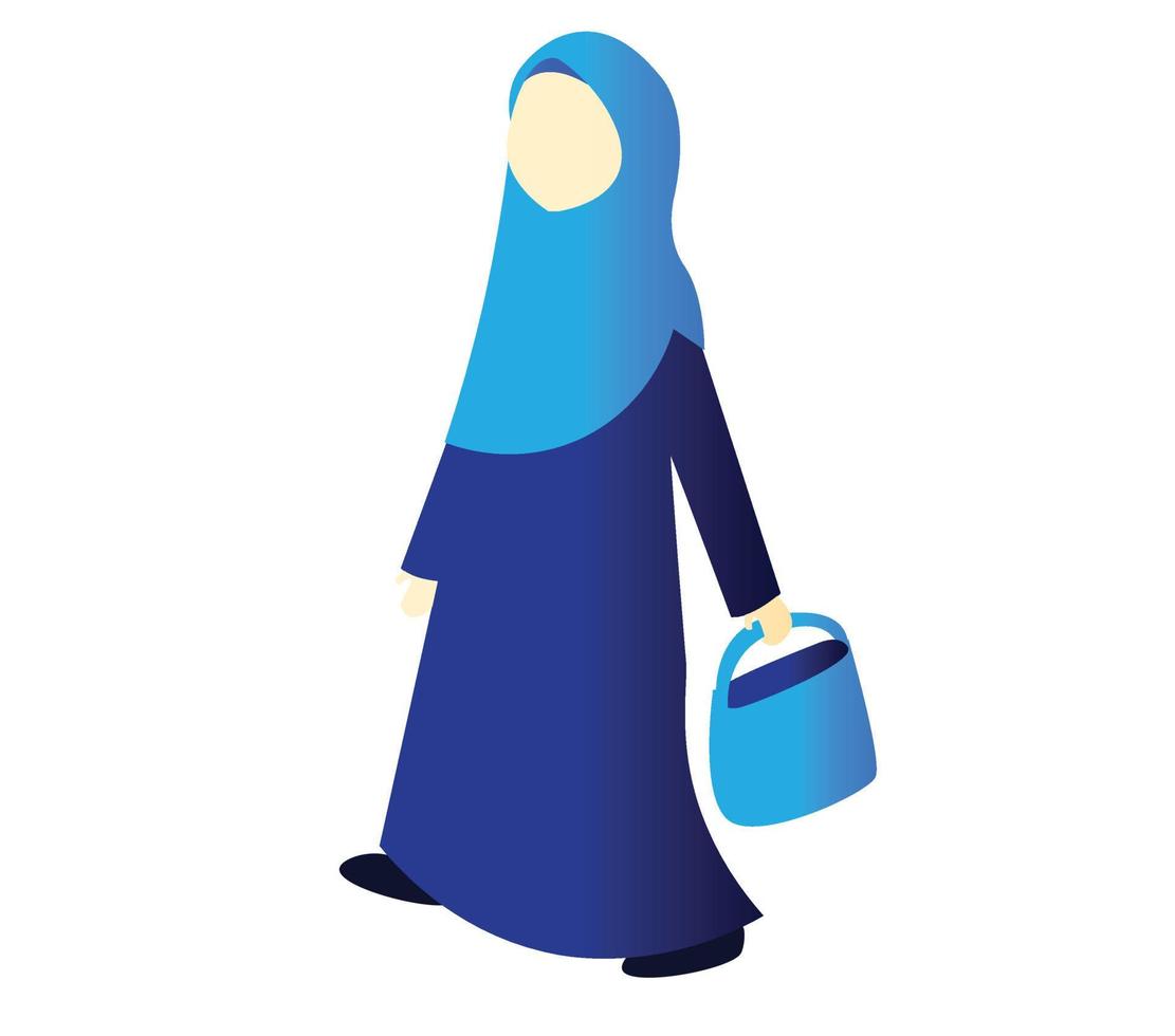 Hijab Women Shopping Vector