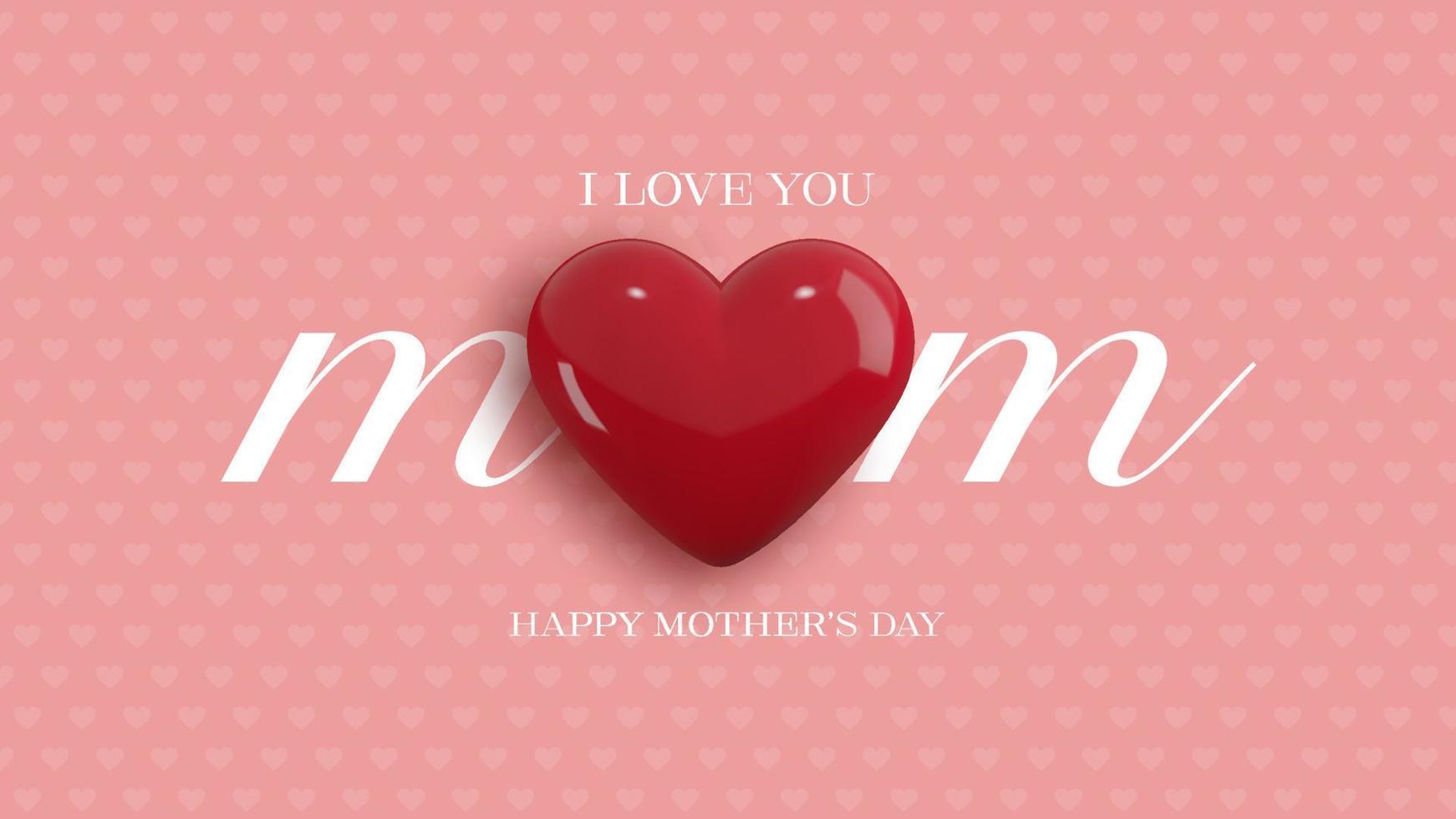 mother's day banner with red heart vector