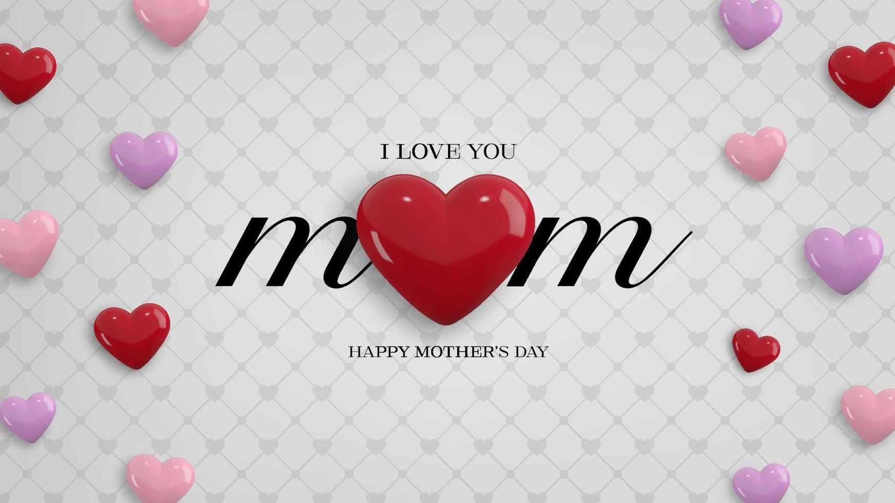 mother's day banner with colorful hearts vector
