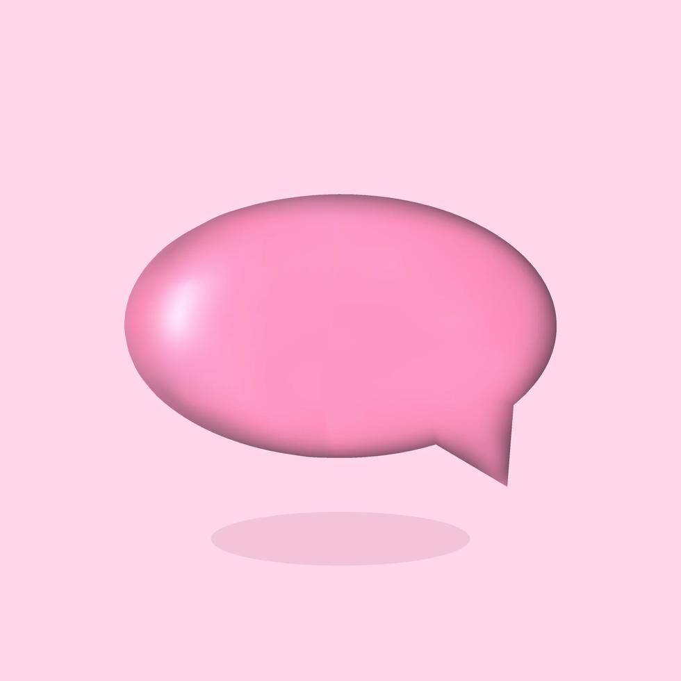 3D bubble speech on a pink background. Cute volumetric vector bubble.