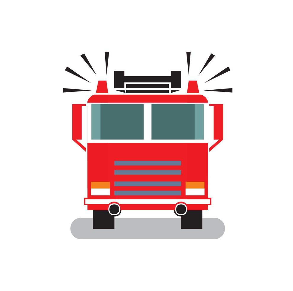 Fire engine in flat style. Front view, isolated on white background vector