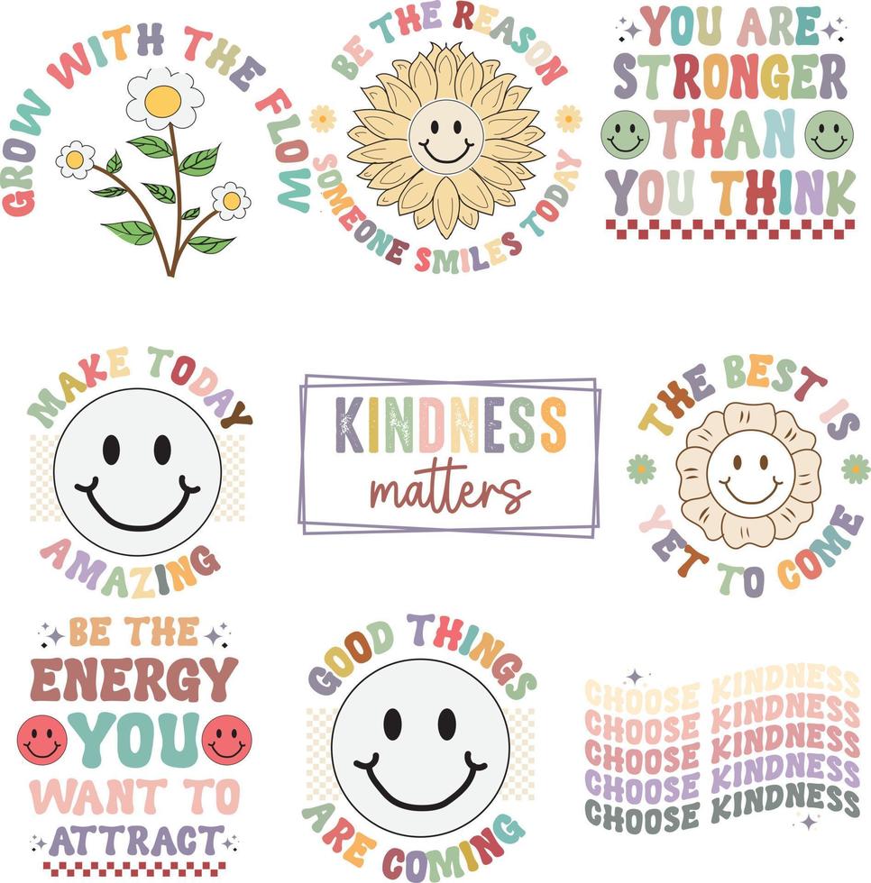 Positive Kindness Design Bundle vector