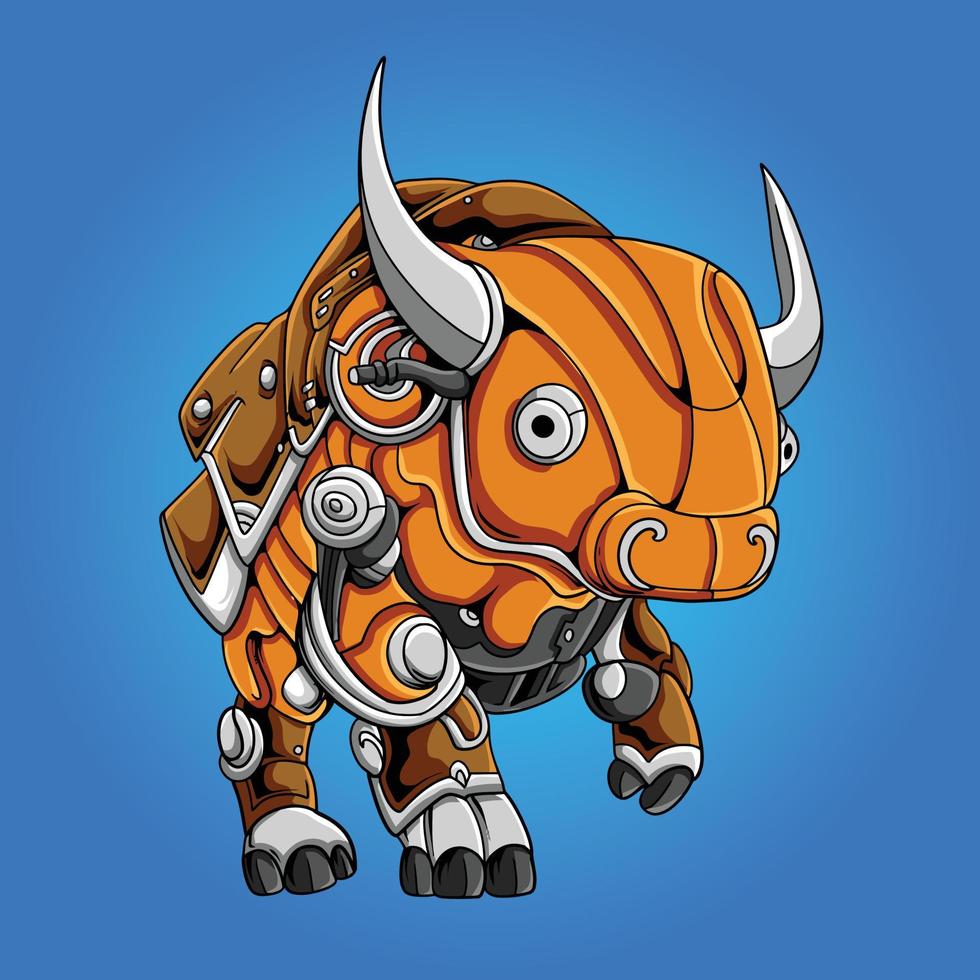 robot toro animal máquina dibujos animados vector