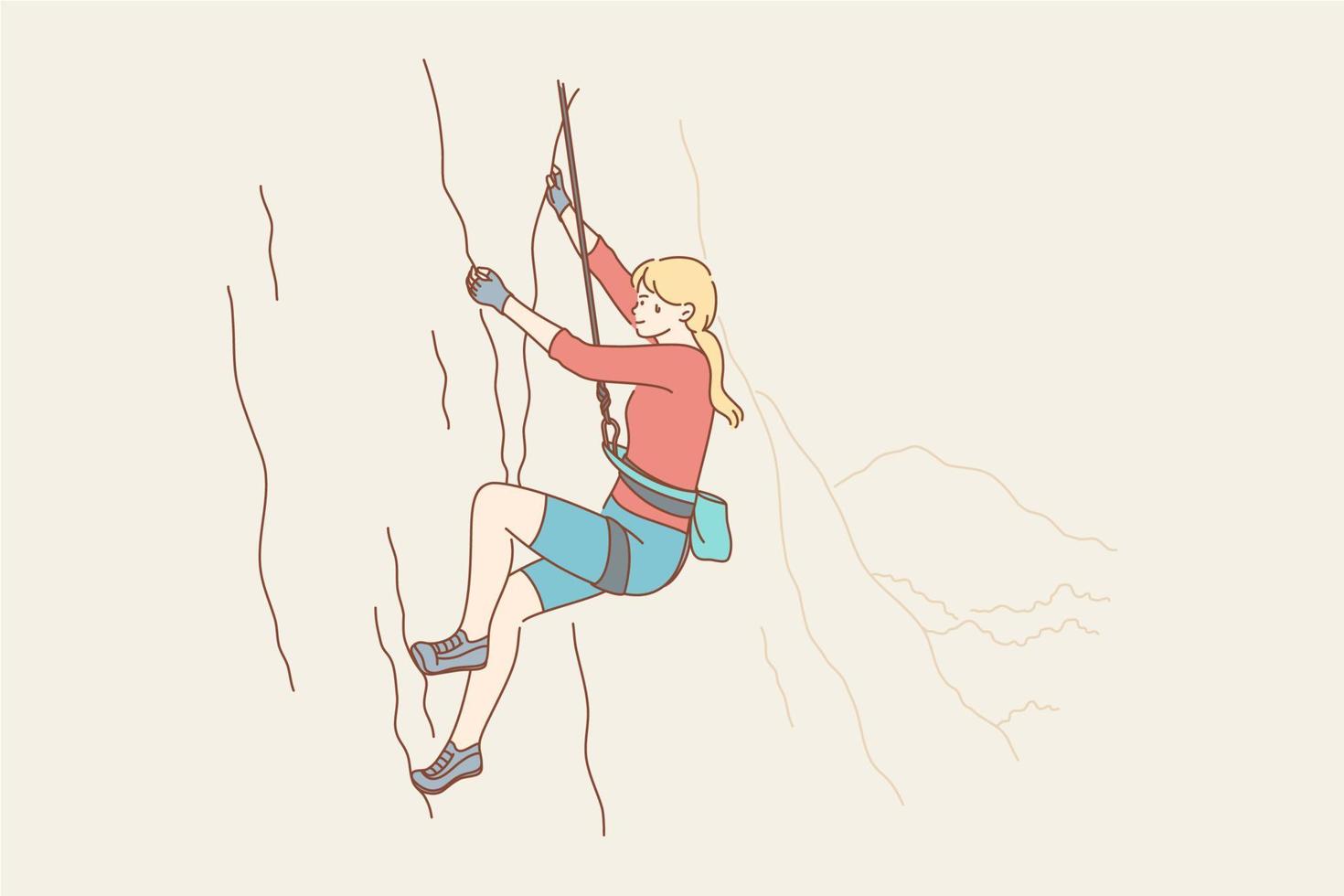 Sport, mountaineering, tourism, adventure, danger, activity concept vector