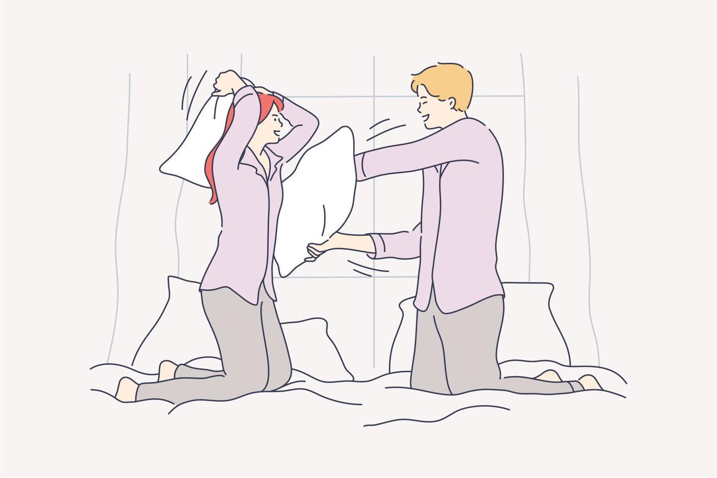 Couple. fun, love, recreation, fight concept vector