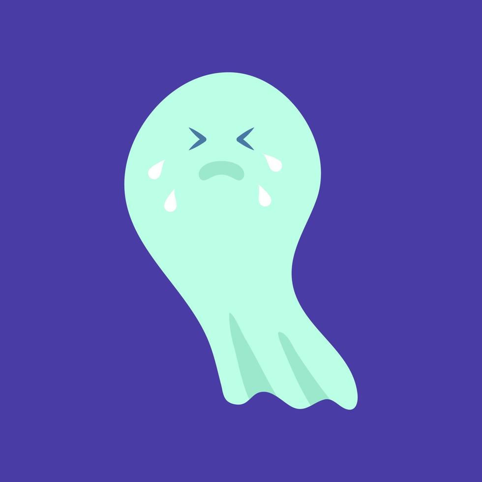Cartoon Color Character Crying Ghost . Vector