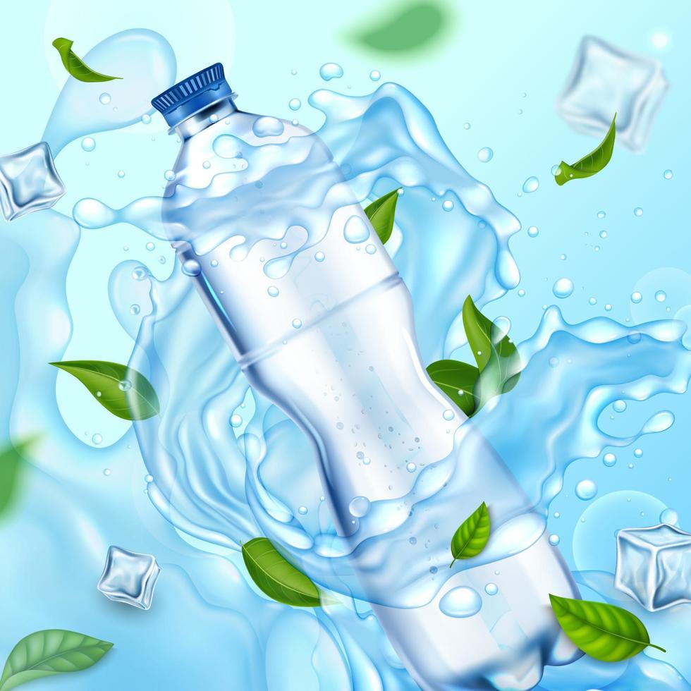 Realistic Detailed 3d Mineral Water Plastic Bottle. Vector