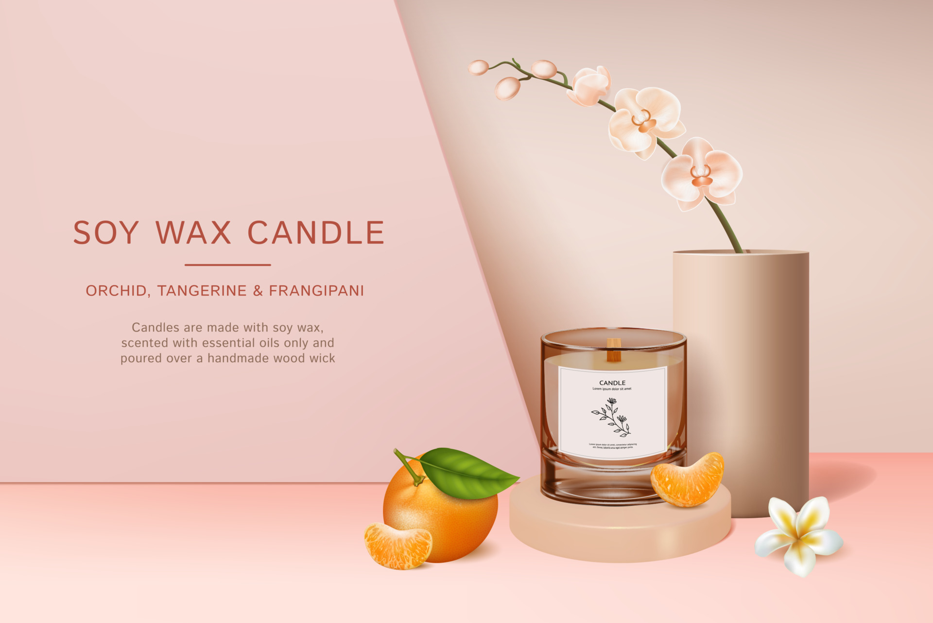 Soy Wax Candle Ads Banner Concept Poster Card. Vector 23117211 Vector