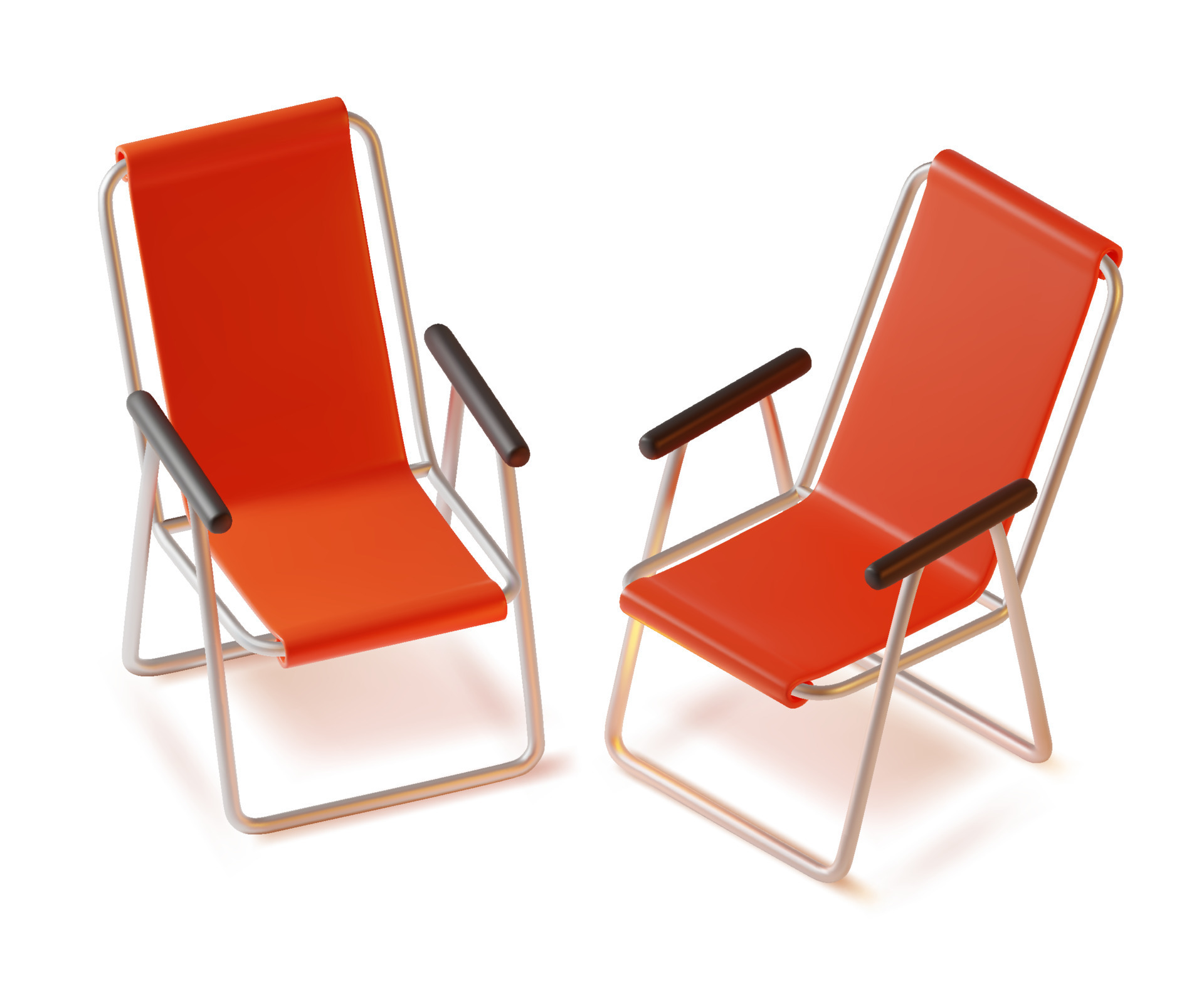 3d Colorful Camping Chair Set Plasticine Cartoon Style Isolated on a