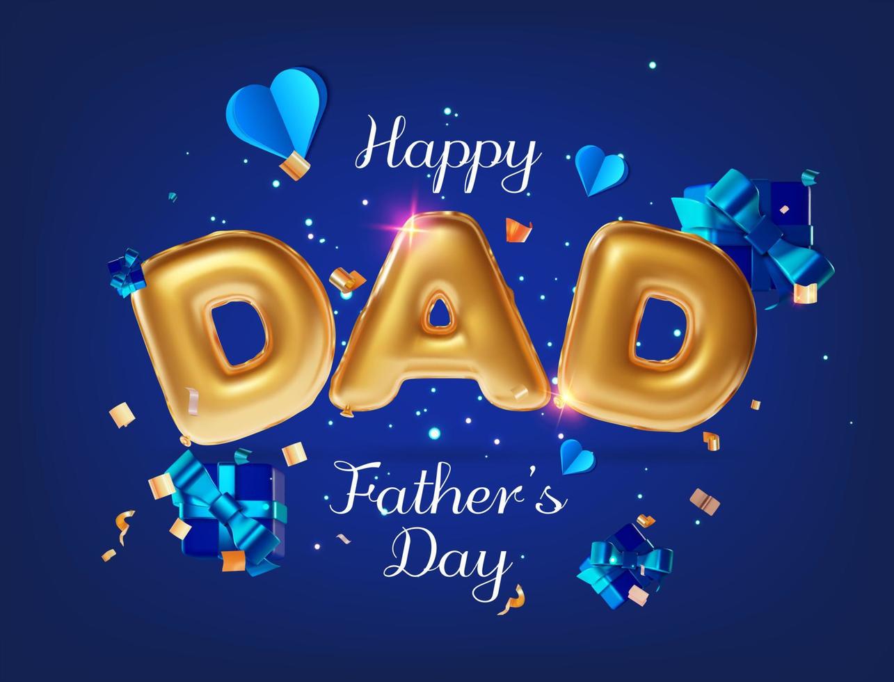 Realistic Detailed 3d Happy Fathers Day Concept Poster Greeting Card. Vector