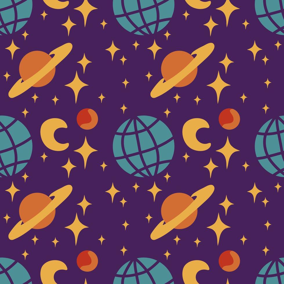 Space seamless pattern in retro style vector