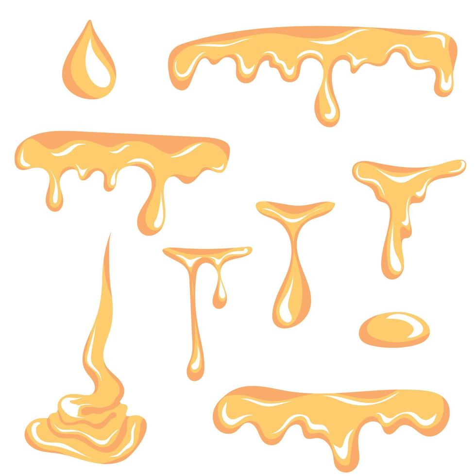 pintar o gotas de Miel. vistoso colección de delicioso miel gotas vector