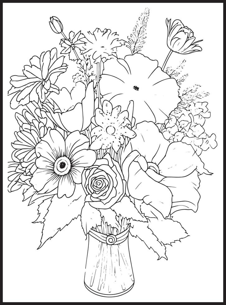 Mothers Day Flower Bouquet Coloring page vector