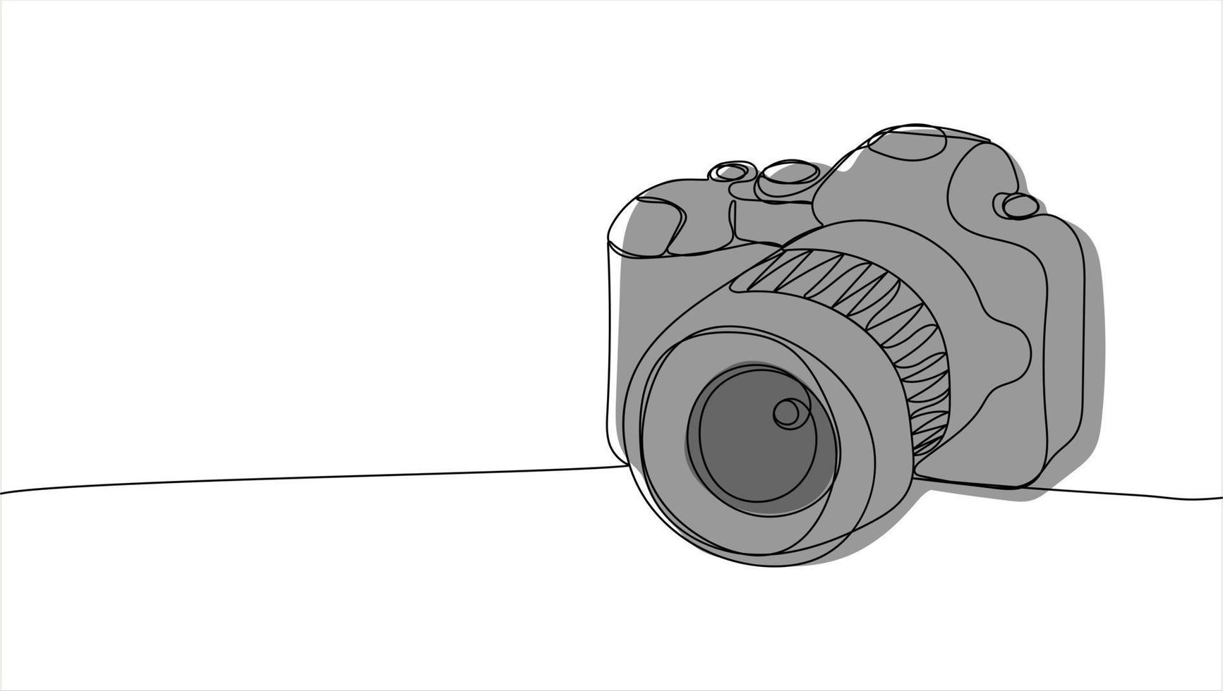 Continuous one line drawing of Compact digital camera vector