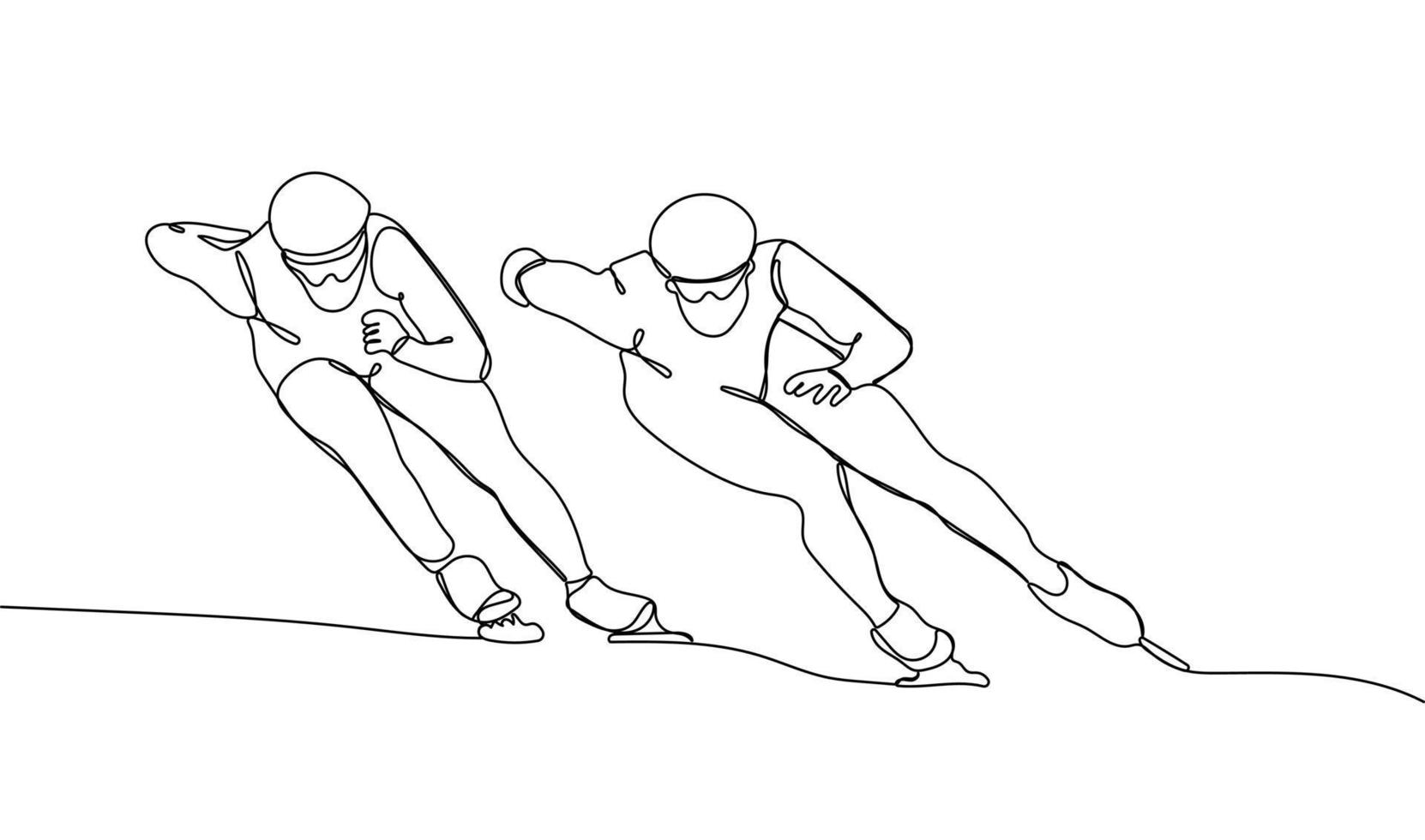 continuo uno línea dibujo de velocidad Patinaje Atletas vector