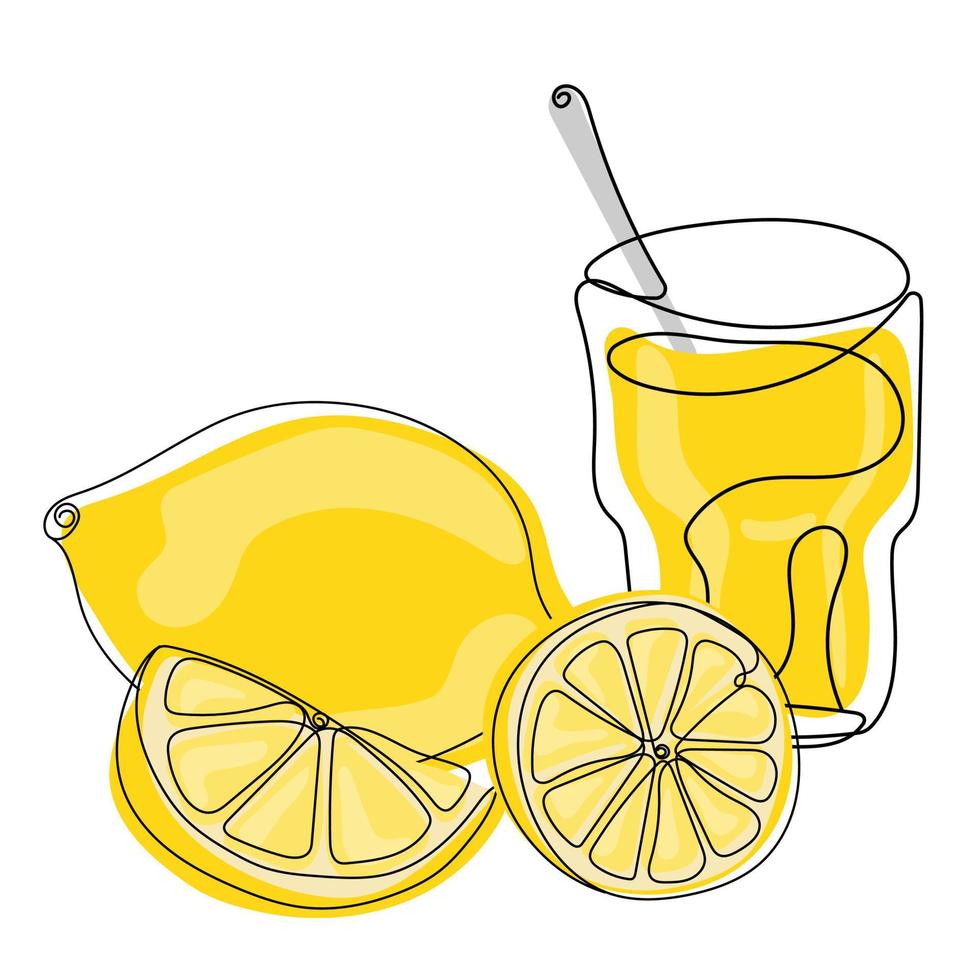 Continuous one line drawing of Lemon juice vector
