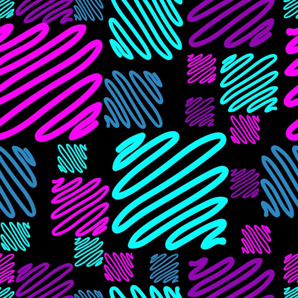 Bright neon. Hand drawn geometric seamless pattern vector