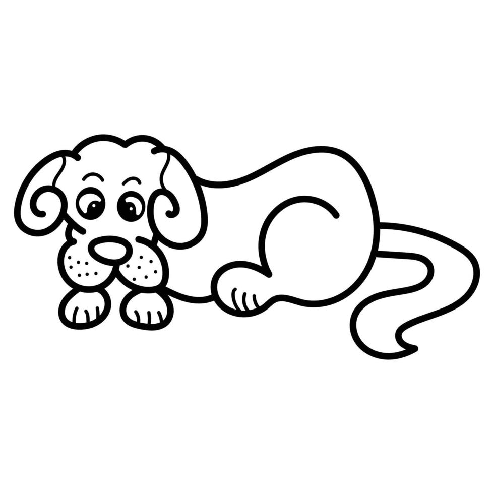 Kids coloring pages cute dog character vector illustration eps and ...