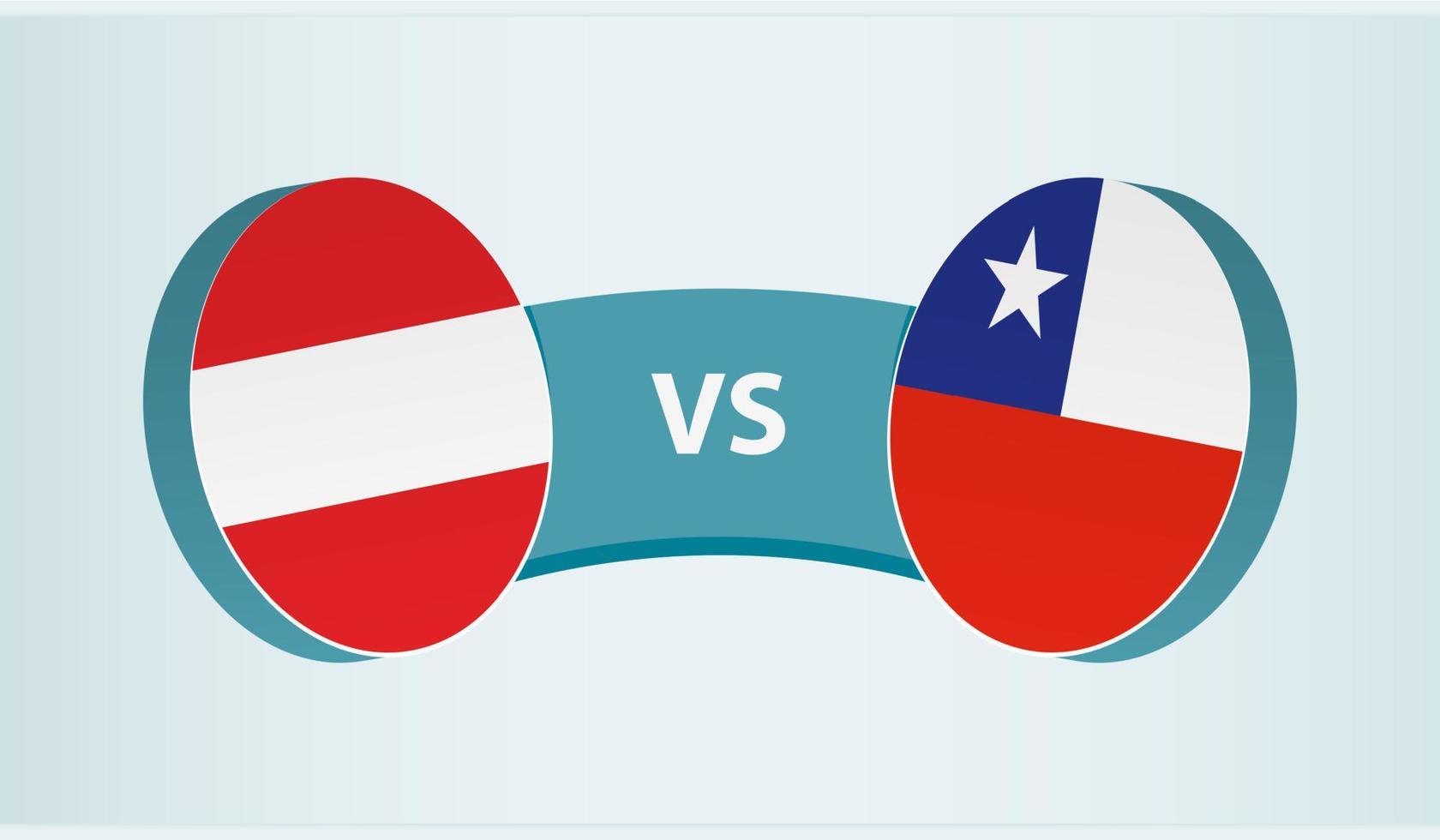 Austria versus Chile, equipo Deportes competencia concepto. vector