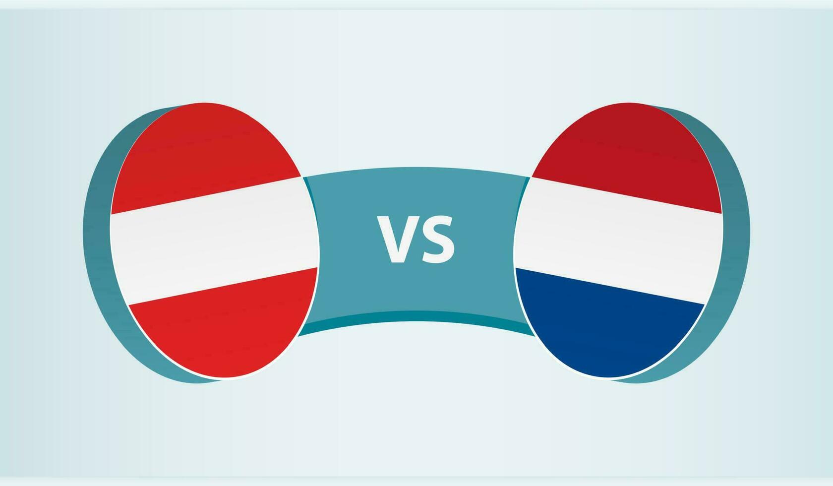 Austria versus Países Bajos, equipo Deportes competencia concepto. vector