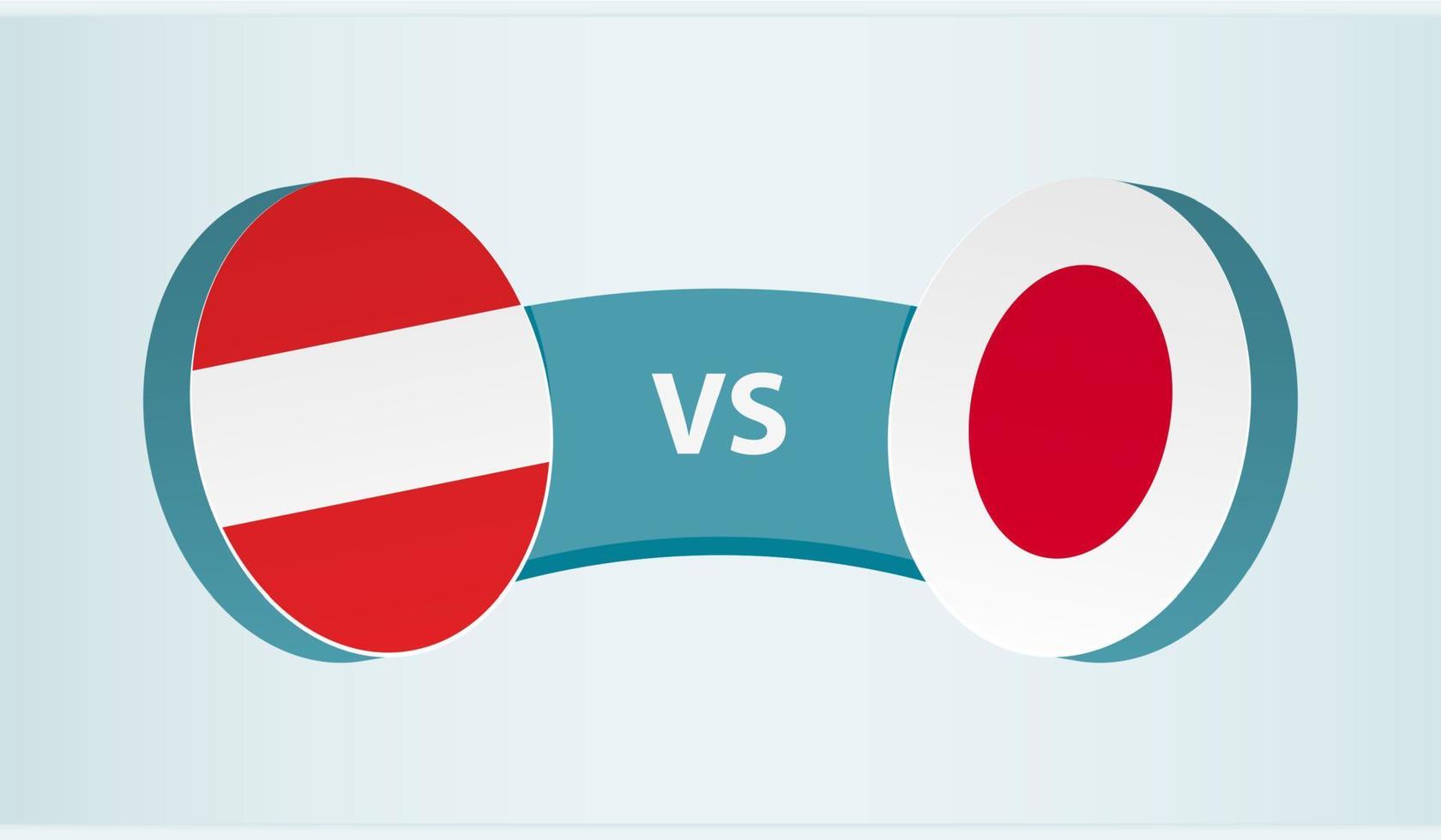 Austria versus Japón, equipo Deportes competencia concepto. vector