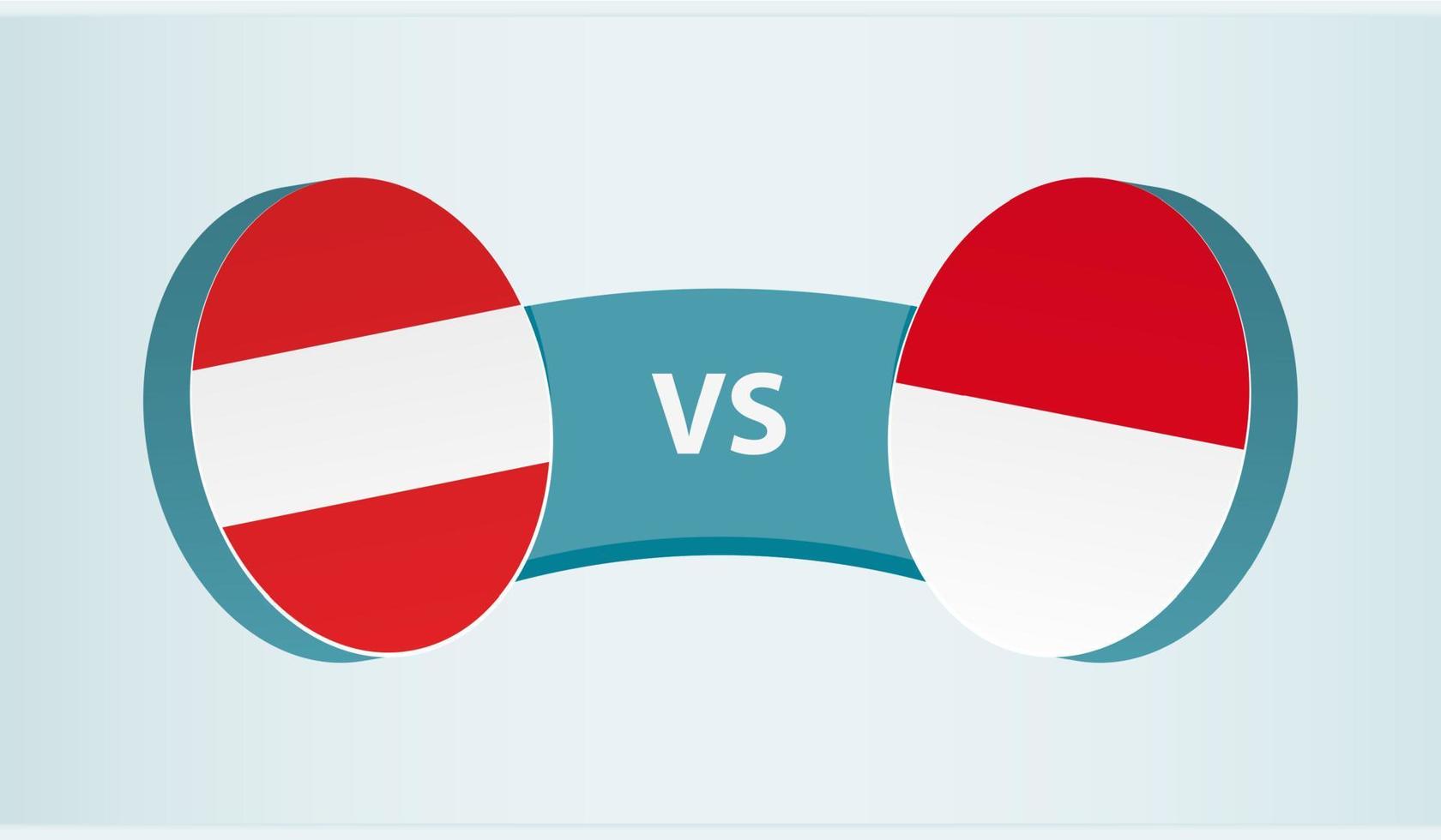 Austria versus Indonesia, equipo Deportes competencia concepto. vector