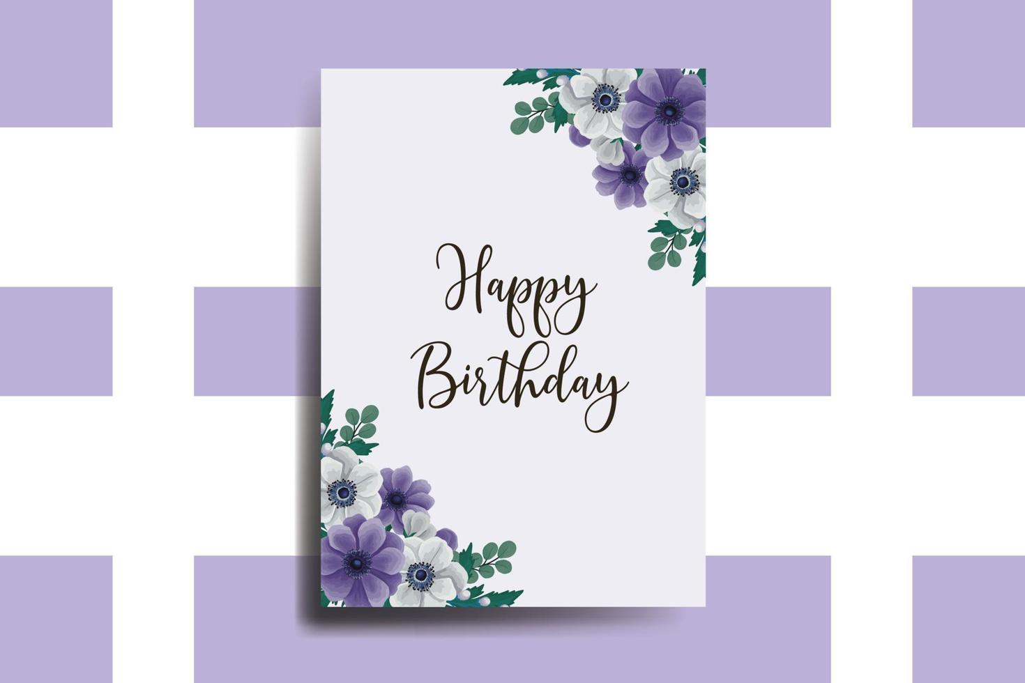 saludo tarjeta cumpleaños tarjeta digital acuarela mano dibujado anémona flor diseño modelo vector