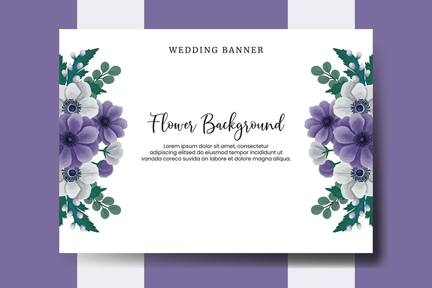 Wedding banner flower background, Digital watercolor hand drawn Anemone Flower design Template vector