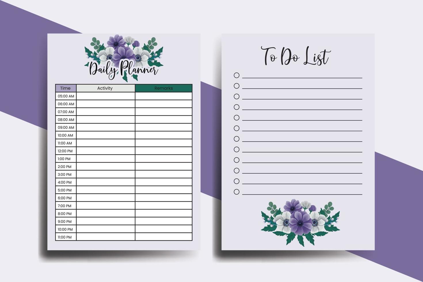 Planner To Do List Anemone Flower Design Template vector