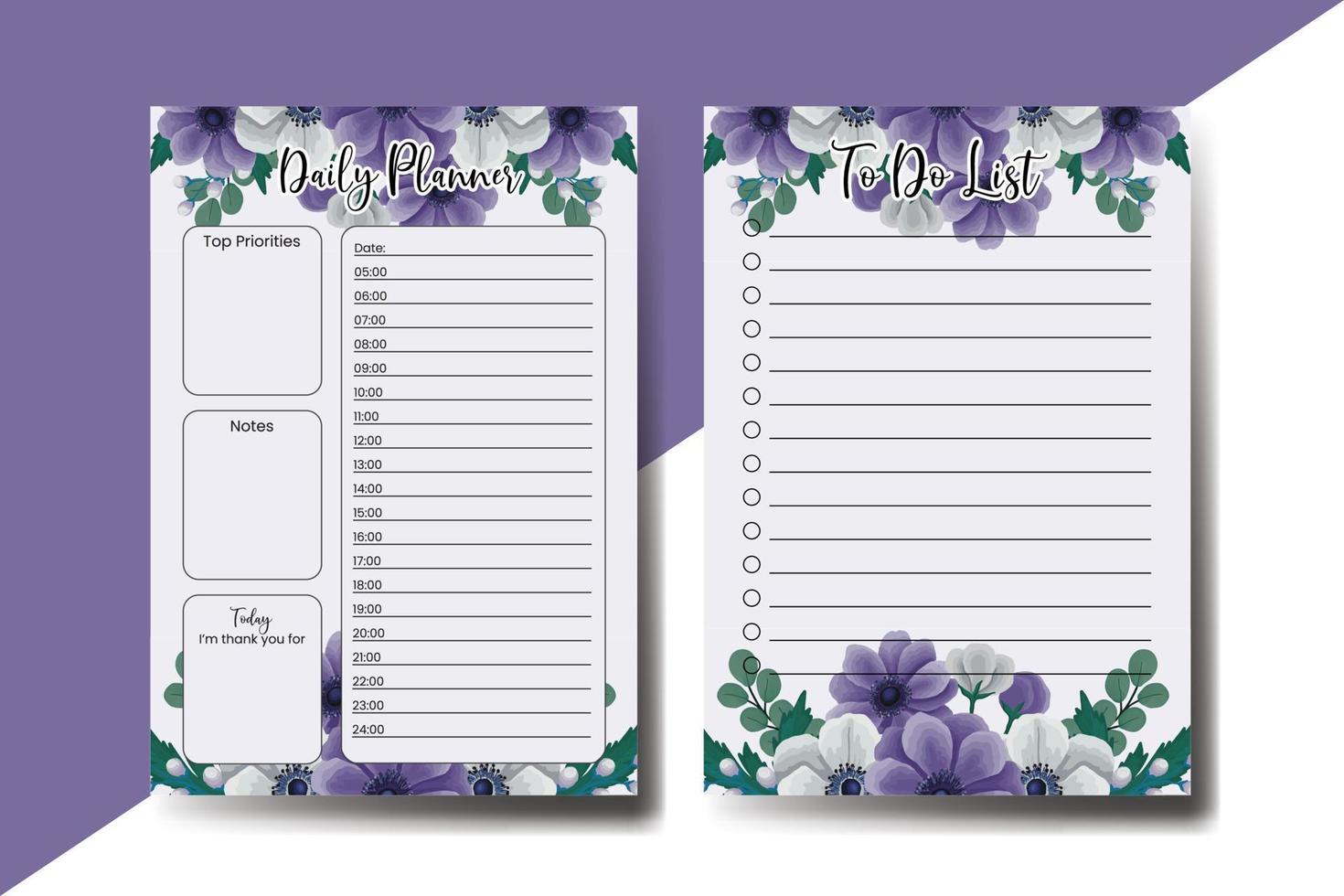 Planner To Do List Anemone Flower Design Template vector