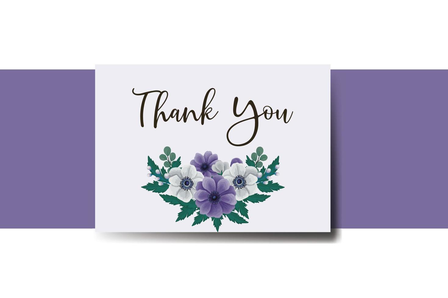 Thank you card Greeting Card Anemone Flower Design Template vector