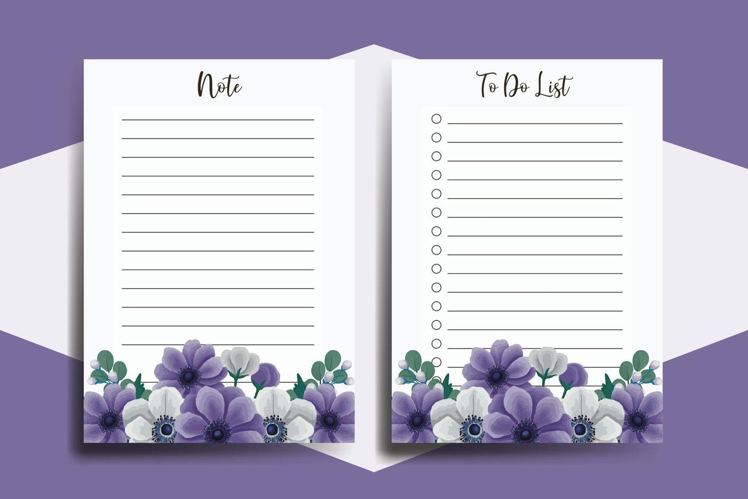 To do list Planner template Anemone Flower Design vector