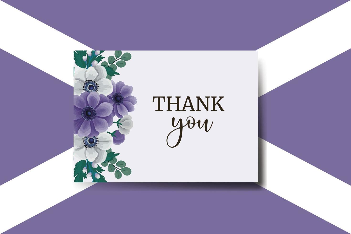 Thank you card Greeting Card Anemone Flower Design Template vector
