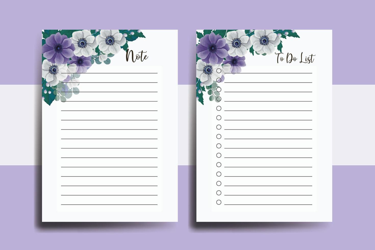 To do list Planner template Anemone Flower Design vector
