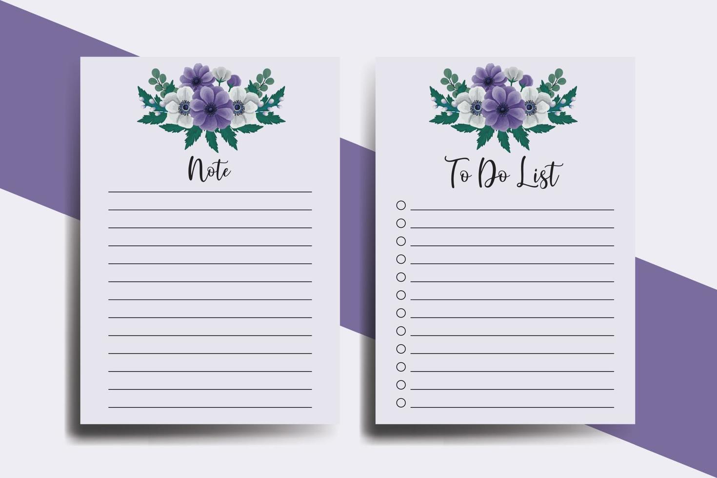 To do list Planner template Anemone Flower Design vector