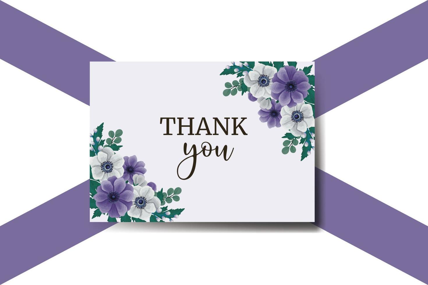 Thank you card Greeting Card Anemone Flower Design Template vector