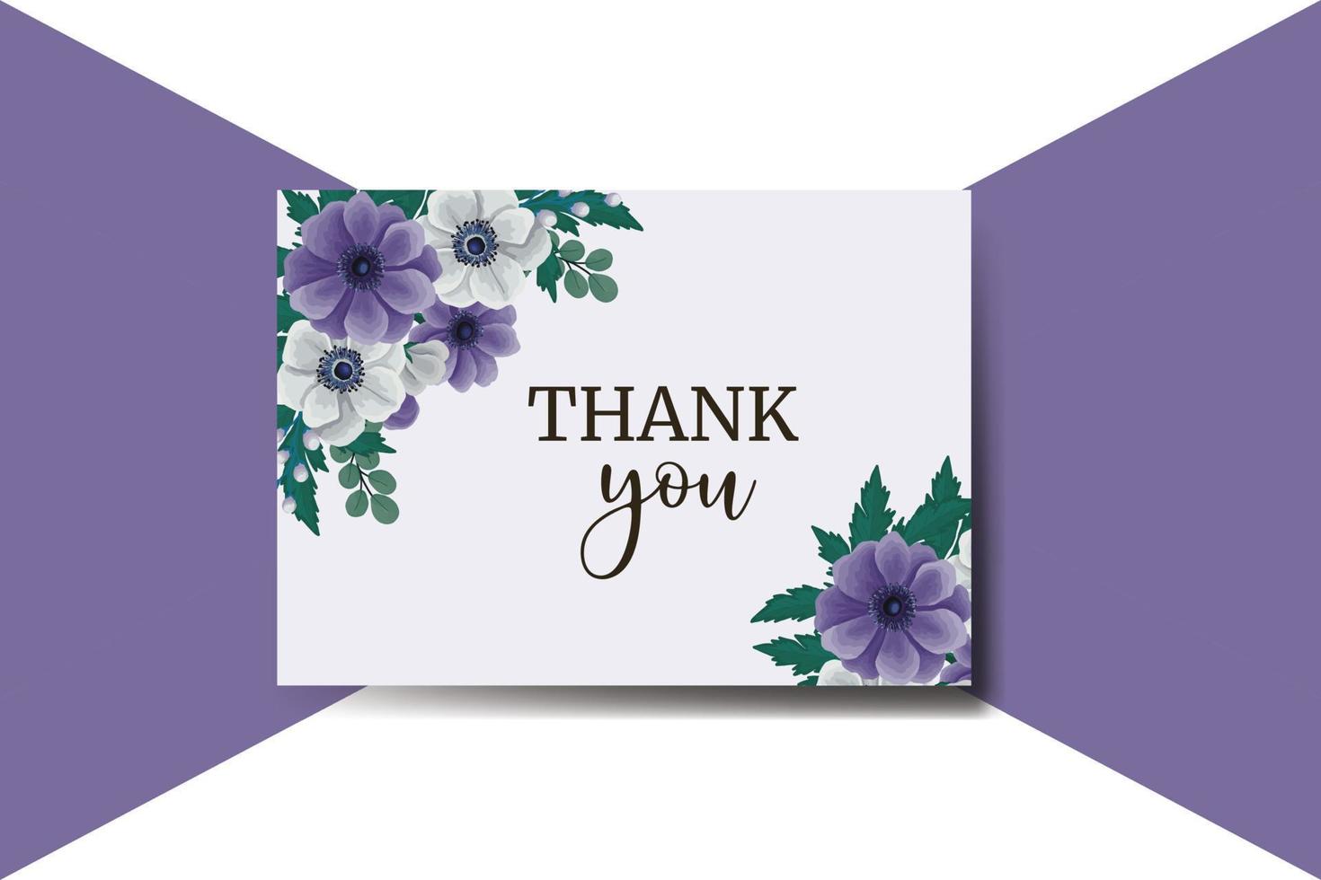 Thank you card Greeting Card Anemone Flower Design Template vector