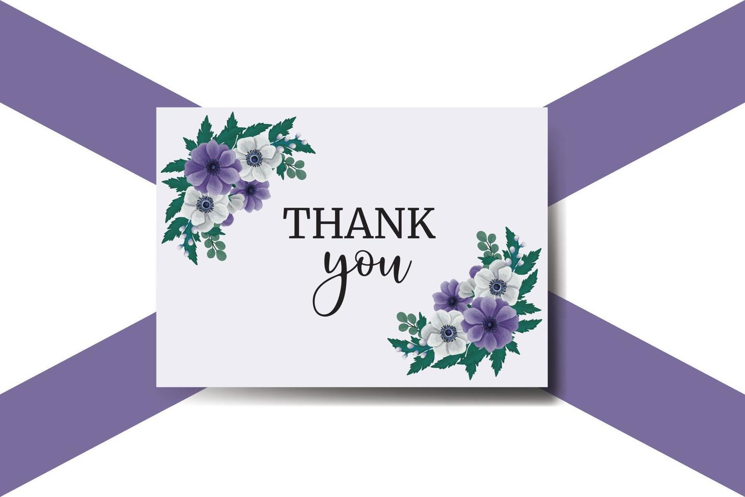 Thank you card Greeting Card Anemone Flower Design Template vector