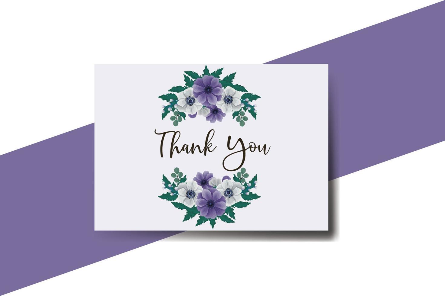 Thank you card Greeting Card Anemone Flower Design Template vector