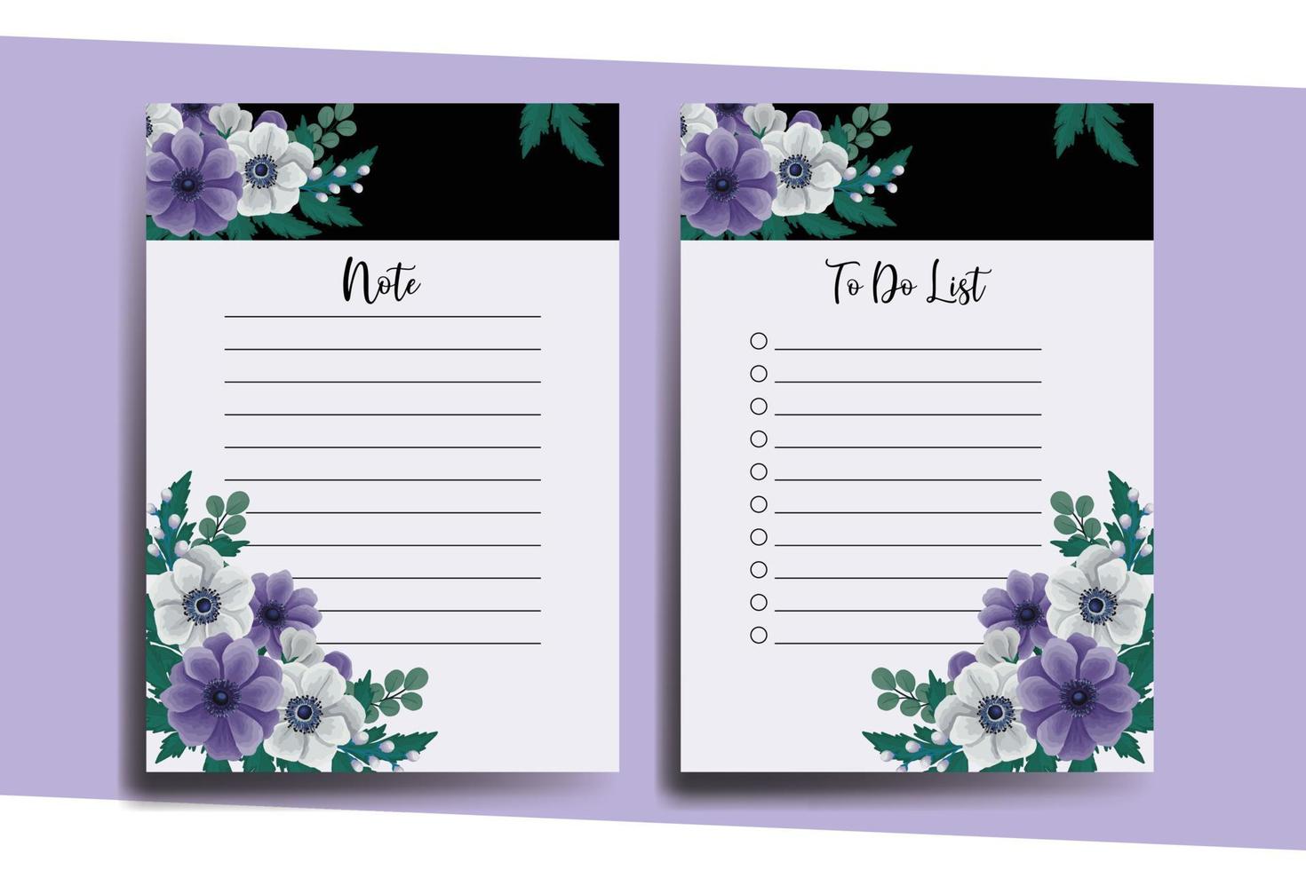 To do list Planner template Anemone Flower Design vector