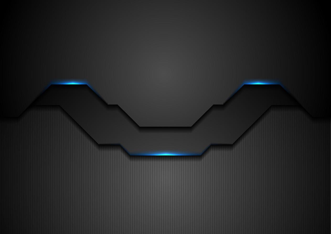 Black technology background with blue neon light vector