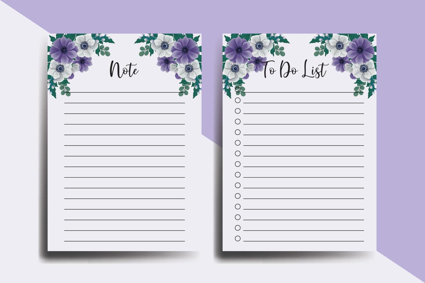 To do list Planner template Anemone Flower Design vector