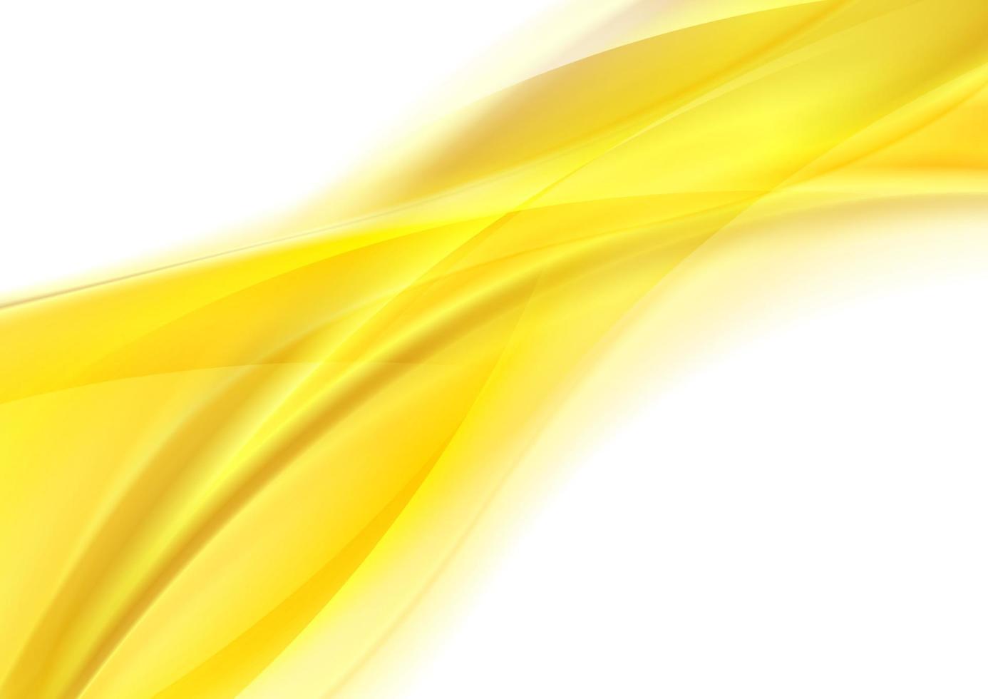 Abstract yellow smooth shiny waves on white background vector