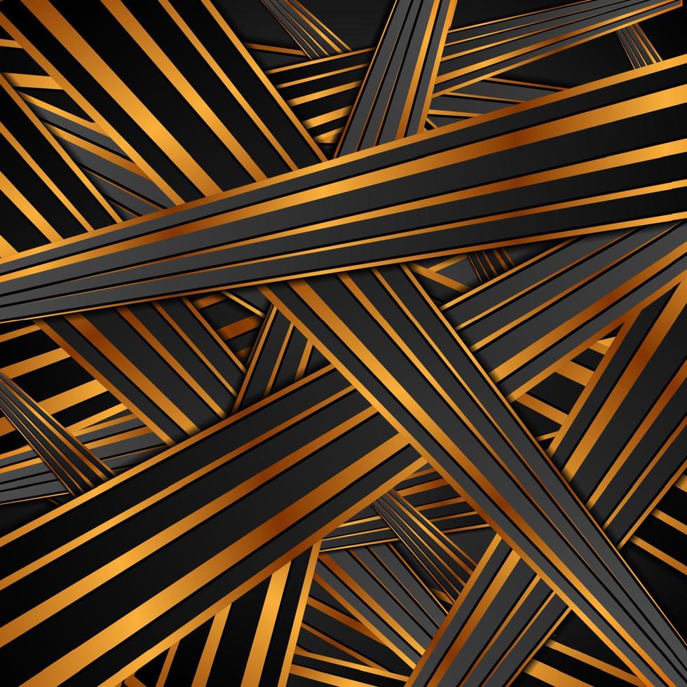 Black bronze stripes abstract background vector