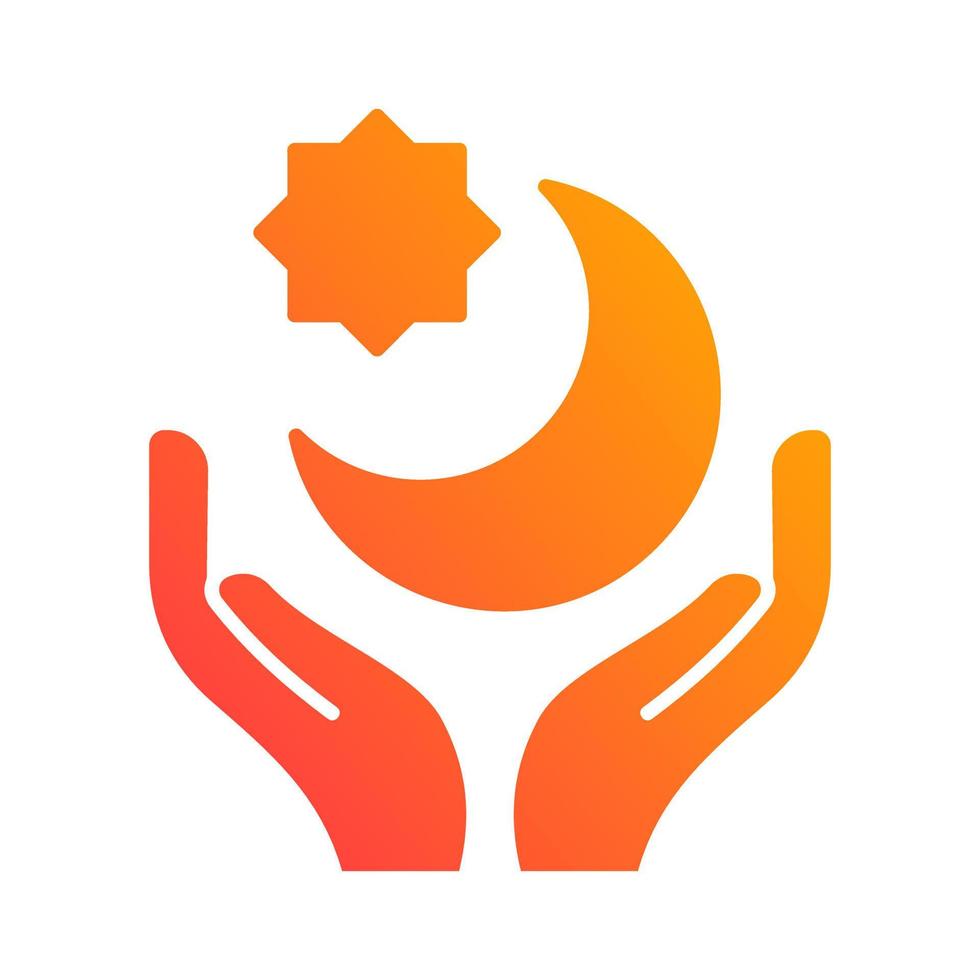 praying hand religion islamic gradient icon button vector illustration