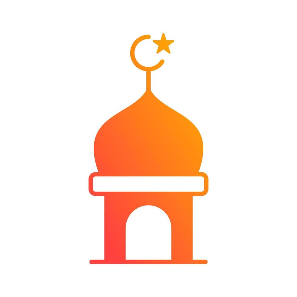 mosque tower dome religion islamic gradient icon button vector illustration