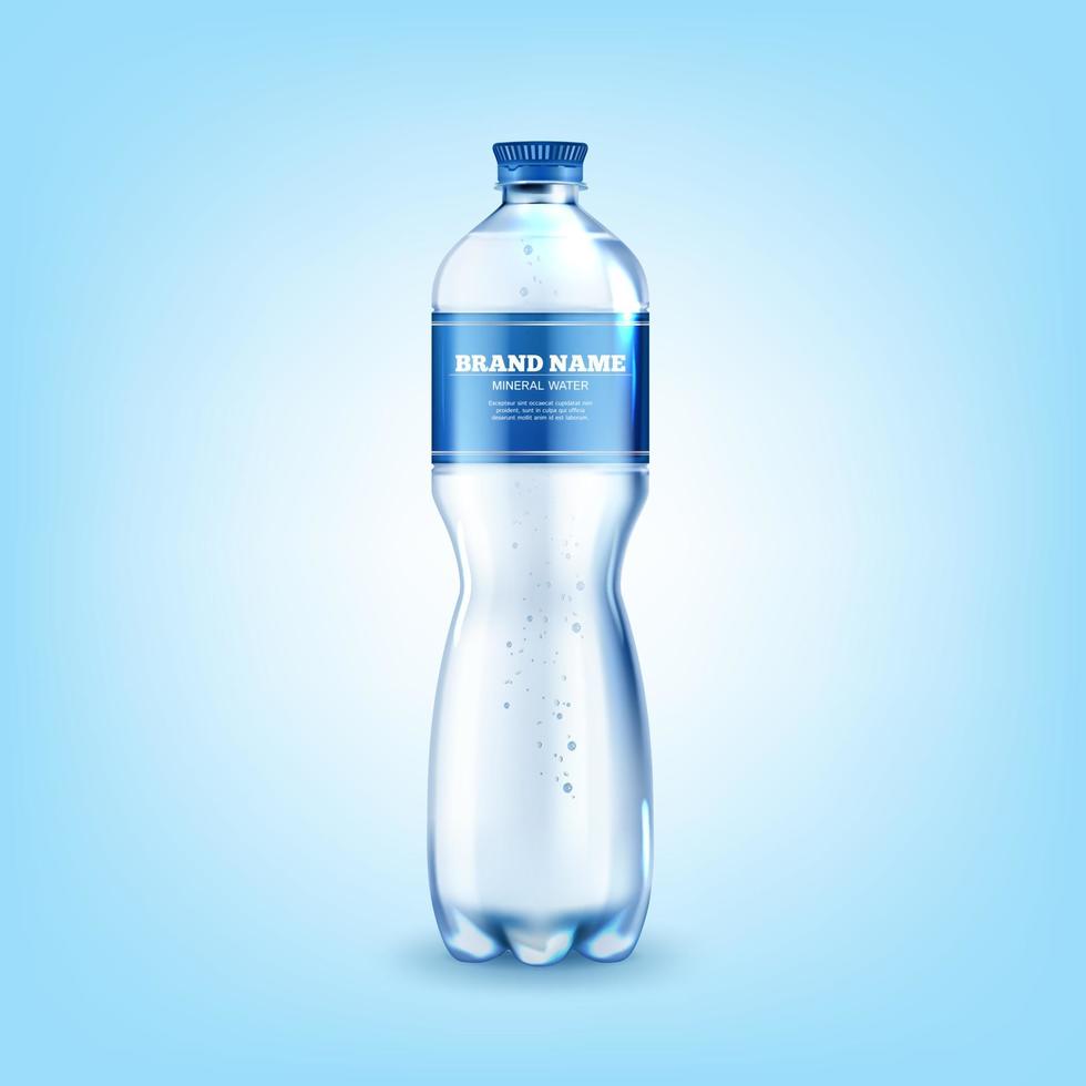 Realistic Detailed 3d Mineral Water Plastic Bottle. Vector