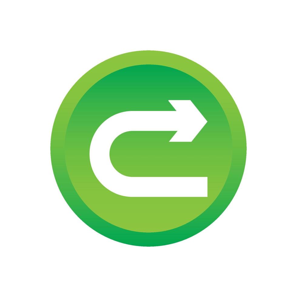 White sign on green rounded square button with gray reflection, black shadow on white background. Glossy style. Vector illustration web design element